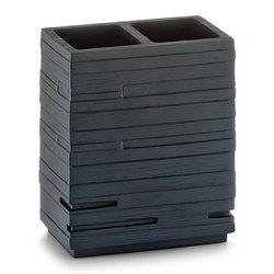 ZELLER SLATE, 2 rekeszes fogkefe- és fogkrém tartó