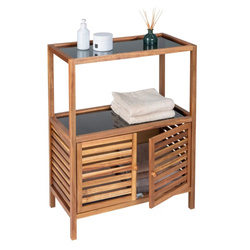 Fürdőszobai szekrényes polc akácfából FONDI, magasság 86 cm