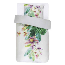 Pamut szatén ágynemű szett, 100% pamut - egzotikus virágmintával, 140 x 220 cm, Essenza