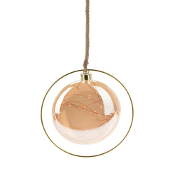 Díszes üveg gömb LED dekorációval, Ø 18 cm