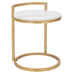 Márványhatású asztallappal ellátott kávézóasztal, Ø 40 cm