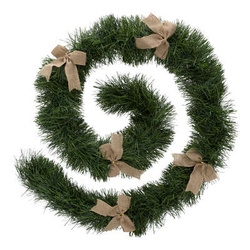 Karácsonyi girland, sűrű karácsonyfa arany masnikkal, 200 cm