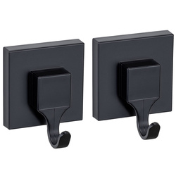 2 darabos QUADRO törölköző akasztó készlet, fúrás nélküli szerelés, fekete