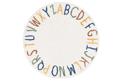 Kerek pamut szőnyeg betűkkel, Ø 120 cm