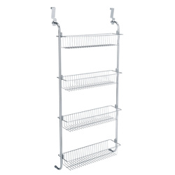 Ajtóra szerelhető kosaras polc, krómozott acél