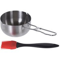 Kefés tálca, ecsettel ellátott pácoló edény, szószos edény ecsettel, grillező kiegészítők