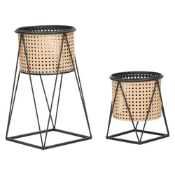 Fém védőburkolatok állványokon, bécsi fonott minta, 2 db.