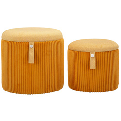 BOLZANO 2-részes tárolós puffszett levehető fedéllel és rejtett tároló­rekesszel, Ø 38 cm & Ø 32 cm