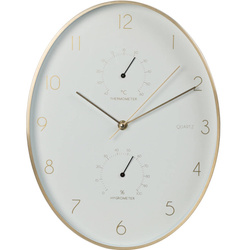 Fali óra alumíniumból hőmérővel és páratartalom-mérővel