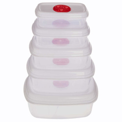 Étel tároló edénykészlet, 5 méretben, mikrohullámú sütőhöz.