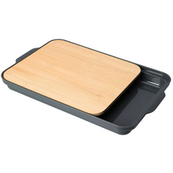 Bambusz vágódeszka tálcával és tárolóval, 37 x 24 cm