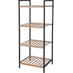 Fürdőszobai polc, 4 szint, bambusz, fürdőszobai tároló.