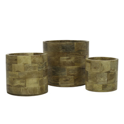 Mango fából készült OLLI kaspók, 3 darab