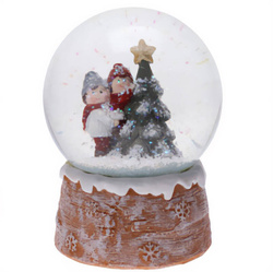 Díszes hógömb ünnepi jelenettel, Ø 10 cm