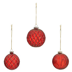 Domború mintás karácsonyfadíszek, Ø 8 cm, 3 db.