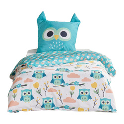 Gyermek ágynemű 140x200 cm LAZY MORNING, pamut, huzat füllel, bagoly