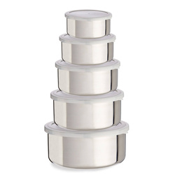 Rozsdamentes acél uzsonnás dobozok különböző méretekben, 5 db.