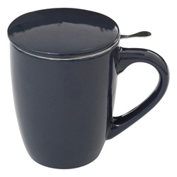 Kerámia bögre teafilterrel, 320 ml, sötétszürke