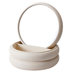 Ékszertartó doboz tükörrel, 17,5 x 17,5 x 9 cm, ecru