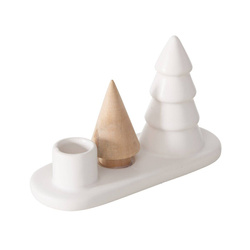 NEVIA egyetlen gyertya tartó, kőből és porcelánból készült karácsonyfák