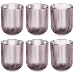 Vízhez való alacsony LINES poharak bordázott üvegből, 6 darabos készlet, 270 ml