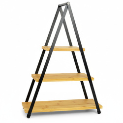 Háromszintes tálalófa fából készült polcokkal, 53 cm