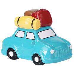 Színes kerámia malacpersely utazási motívummal