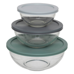 Üveg tálak fedővel SO SIMPLE, 3 darab