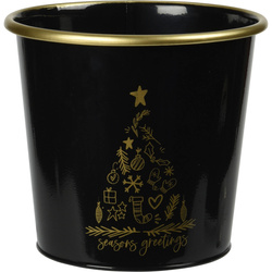 Fekete karácsonyi fémdoboz.