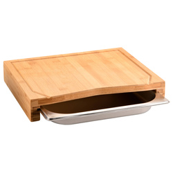 Bambusz vágódeszka, kihúzható rozsdamentes acél tálcával