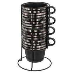 ETHNIKA 4 darabos kerámia csésze állványon, 250 ml