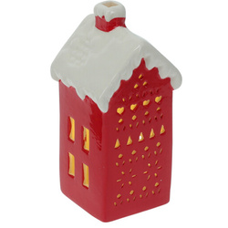 Házi formájú LED lámpa, 15 cm, piros