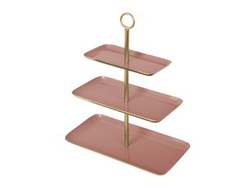 3 szintes tortatál, púder rózsaszín, 36 x 16 cm