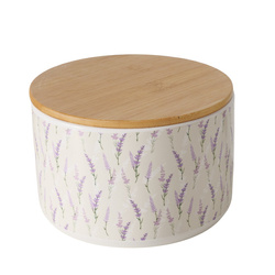 Kerámia tároló LAVANDER bambusz fedéllel, Ø 16 cm
