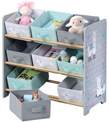 Játékos tároló textil tárolókkal, lámás, KESPER