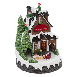 Mozgó karácsonyi dekoráció, ajándékgyár, 20 x 25,5 cm