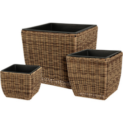 Három méretű fonott virágcserép készlet