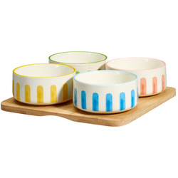 FIKA snack tálkák készlet, 4 x 230 ml, bambusz tálca