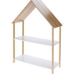 Gyerekszoba polc házikó, bambusz és MDF, 80 x 30 x 108 cm