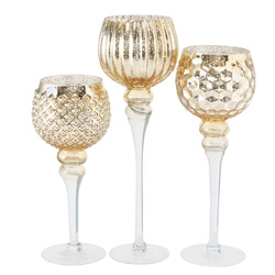 Üvegből készült gyertyatartók, magas MANOU poharak, 3 darab