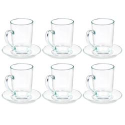 Üveg cappuccino kávéscsészék alátéttel, 6 darab, 200 ml