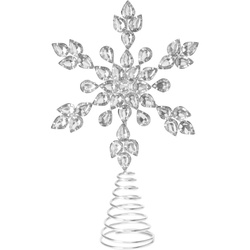 Fenyőfa csúcsdísz, ezüst hópehely cirkónia kövekkel, Ø 17 cm
