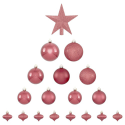 Műanyag karácsonyi díszek készlete, rózsaszín