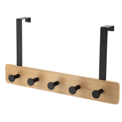 Fém ajtóra akasztható fogas, 5 horoggal, 20 x 37 x 9 cm