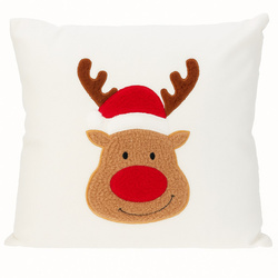 Dekoratív párna, ünnepi minta, fehér 44 x 44 cm, karácsonyfa