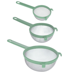 Fém szűrőkészlet három méretben, műanyag fogantyúval