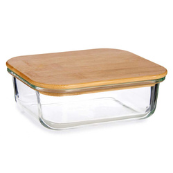 Üveg élelmiszer tároló bambusz, légmentes fedéllel
