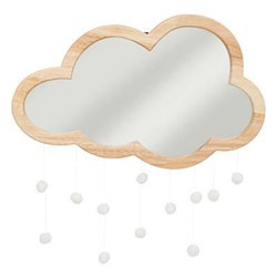 Felhő tükör pomponokkal, 40 x 36 cm