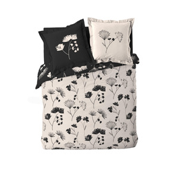 Fekete mintás pamut ágynemű szett, IRIS, 240 x 220 cm