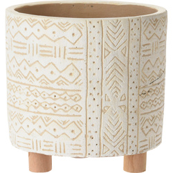 Cserép virágcserép fából készült alátéttel, Ø 14 cm